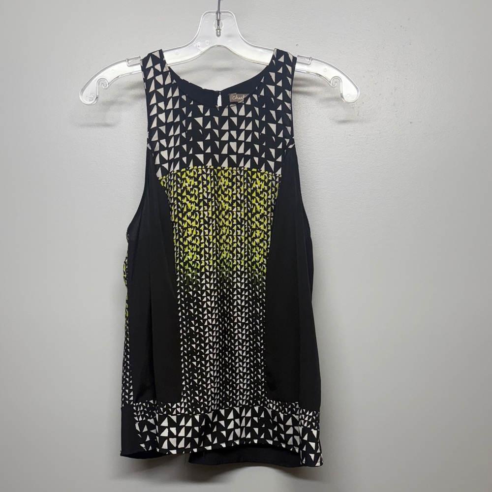 charlie jade Anthropologie Black and White Geometric Print Sleeveless Blouse
